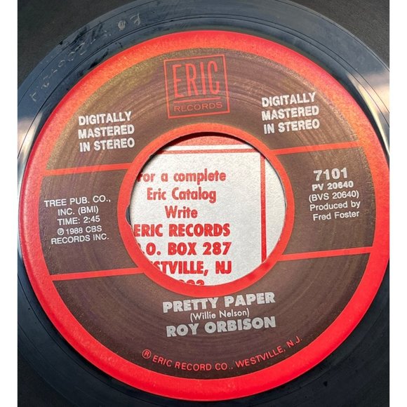 Roy Orbison Oh Pretty Woman / Pretty Paper 45 Pop Rock Eric Digitally Mastered - Picture 2 of 4